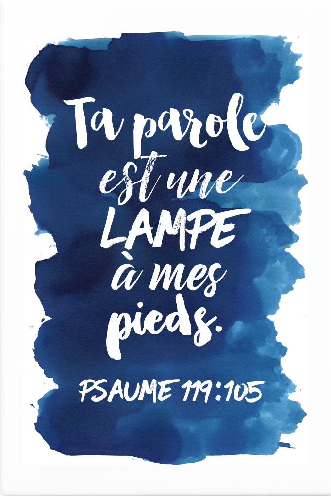 Tableau aquarelle intense "Ta parole est une lampe..." Psaume 119:105 - 20 x 30 cm