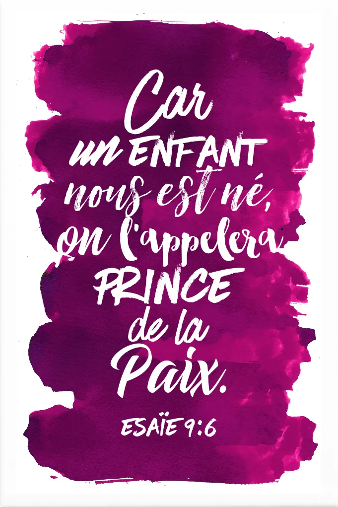Tableau aquarelle intense "Car un enfant nous est né..." Esaïe 9:6 - 30 x 40 cm