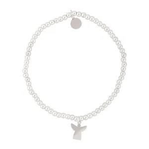 Bracelet élastique en perles argentées Ange
