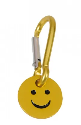 Porte-clé mousqueton avec jeton smiley jaune