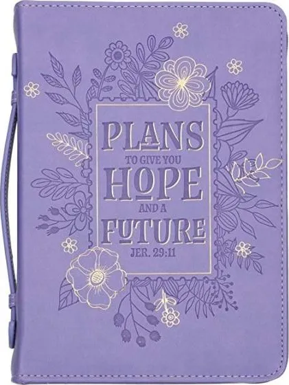 Pochette Bible, L, simili "Plans to give you hope" Jer 29.11, mauve