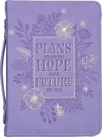 Pochette Bible, L, simili "Plans to give you hope" Jer 29.11, mauve