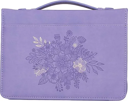 Pochette Bible, L, simili "Plans to give you hope" Jer 29.11, mauve