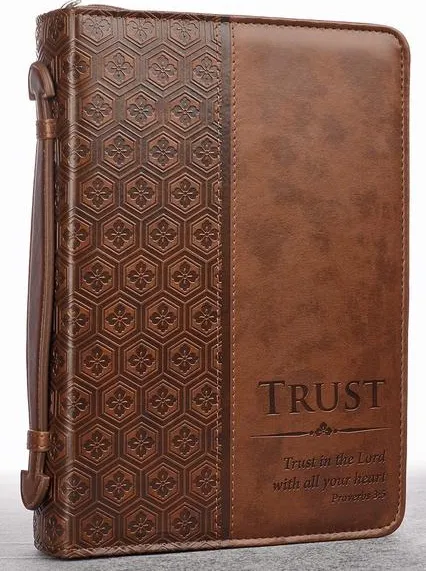 Pochette Bible, L "Trust" Proverbes 3.5, marron - Similicuir