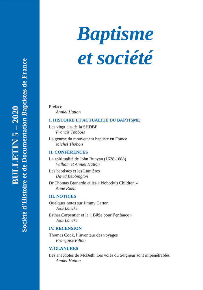 Baptisme et Société - Bulletin No5 de la Société d'Histoire et de Documentation Baptistes de France
