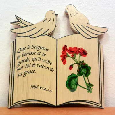 Bois livret, "Que le Seigneur te bénisse […]" Nb 6.24, 26