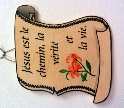 Bois parchemin petit, Jésus est le chemin, la vérité et la vie