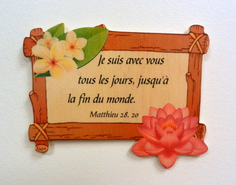 Bois, cadre avec fleurs, Matthieu 28.20