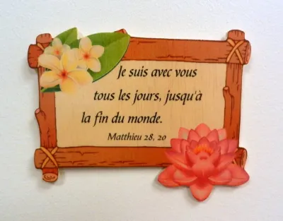 Bois, cadre avec fleurs, Matthieu 28.20