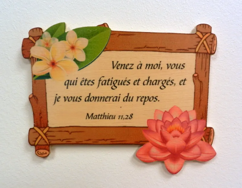 Bois, cadre avec fleurs, Matthieu 11.28