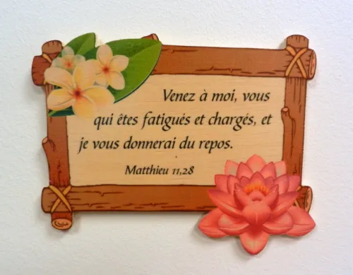 Bois, cadre avec fleurs, Matthieu 11.28