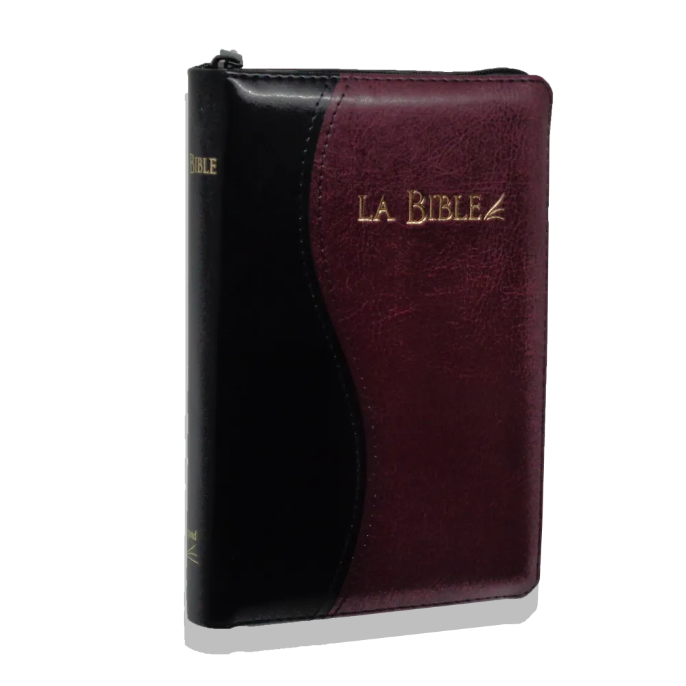 Bible Segond 21 compacte, duo noir bordeaux - couverture souple, vivella, avec zipper et tranches or