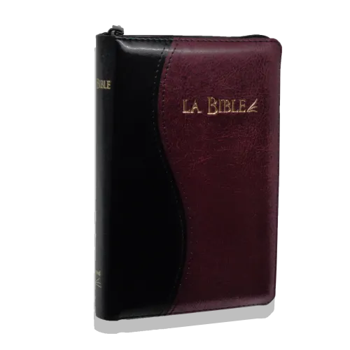 Bible Segond 21 compacte, duo noir bordeaux - couverture souple, vivella, avec zipper et tranches or