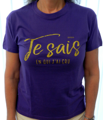 Je sais en qui j'ai cru 2 faces - T-Shirt violet foncé