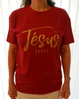 Jésus sauve + Il n'y a de salut - T-Shirt rouge tango