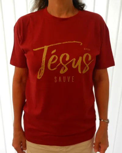 Jésus sauve + Il n'y a de salut - T-Shirt rouge tango