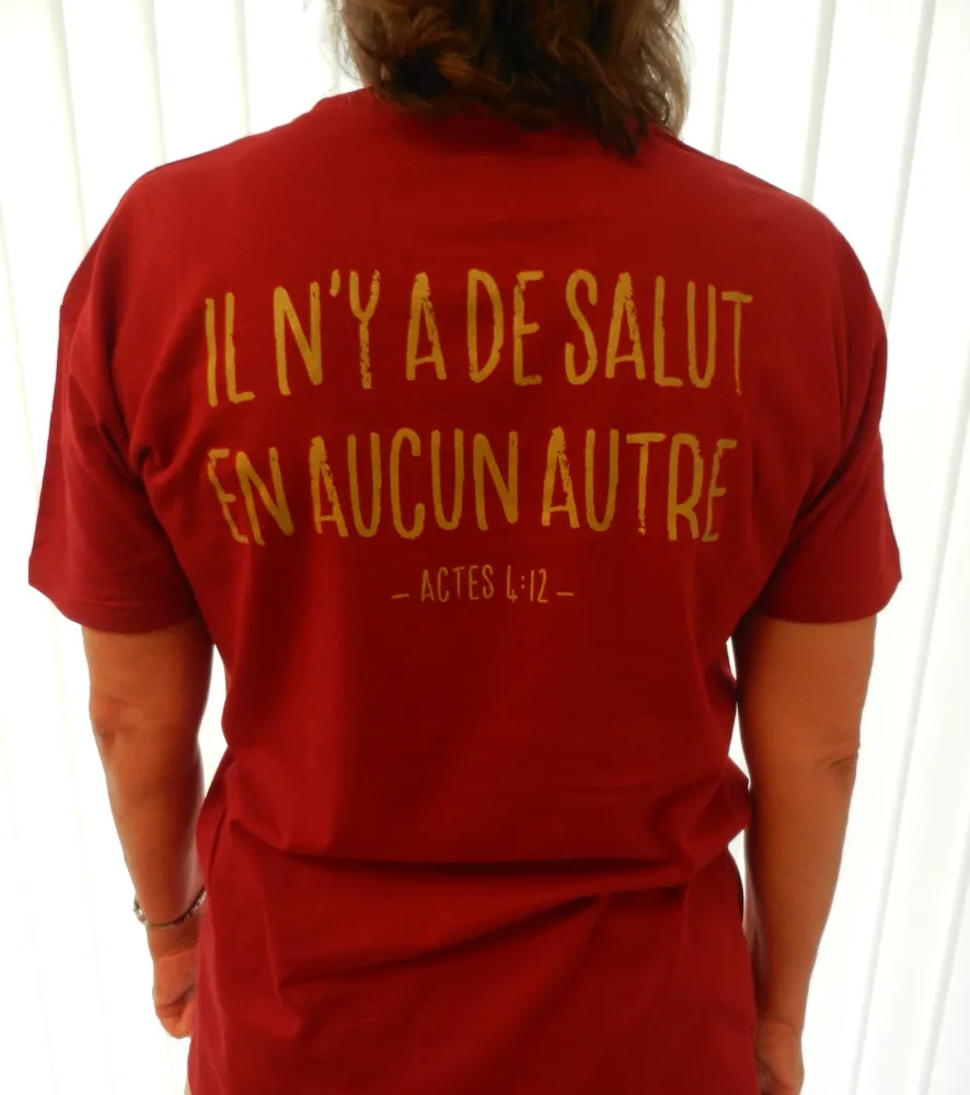 Jésus sauve + Il n'y a de salut - T-Shirt rouge tango