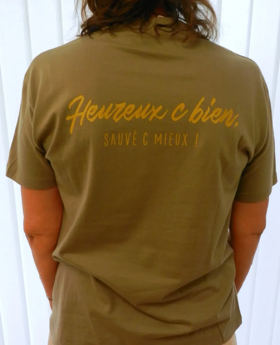 Jésus sauve + Heureux - T-Shirt kaki