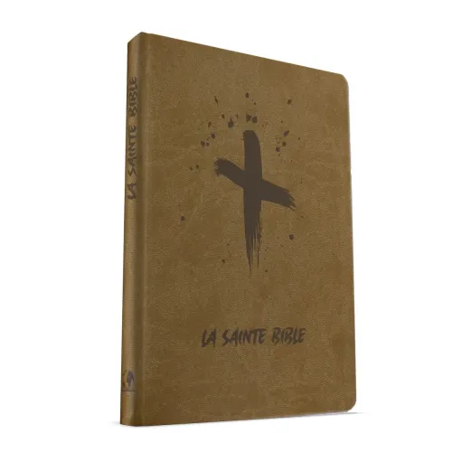 Bible Segond 1880, compacte, beige motif croix - couverture souple, vivella