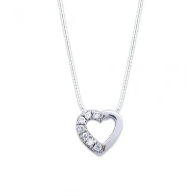 Collier "cœur" en argent et zirconium