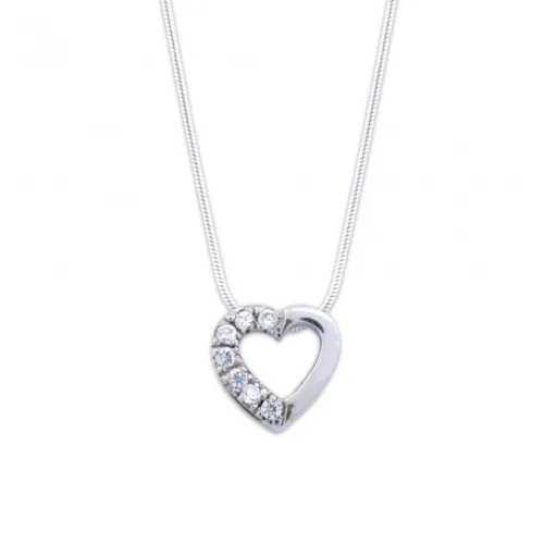 Collier "cœur" en argent et zirconium