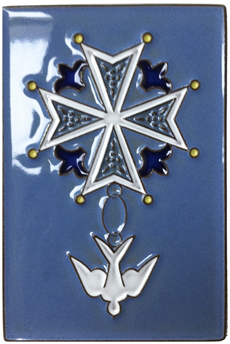 Croix Huguenote bleue en céramique