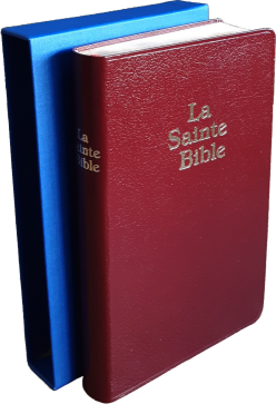 Bible Darby, petit format, grenat - couverture souple, skyvertex, tranche or, avec boitier