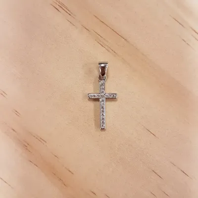 Pendentif Croix Argent 0.66 g et Brillants