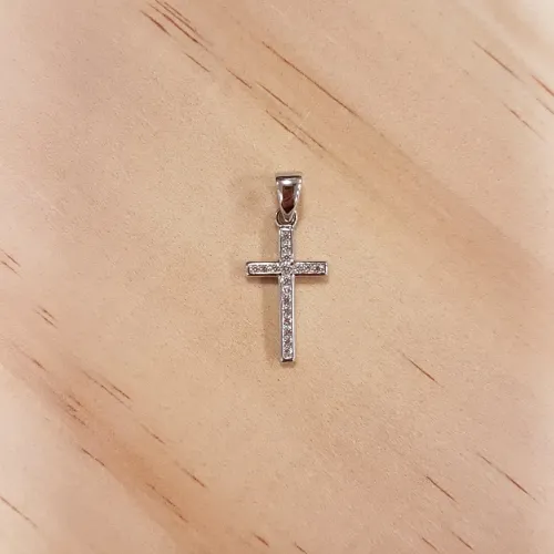 Pendentif Croix Argent 0.66 g et Brillants