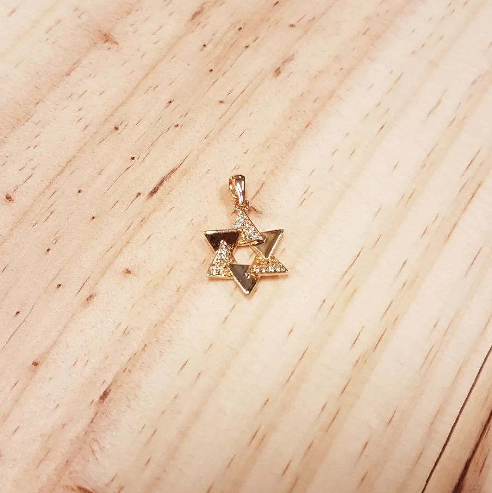 Pendentif Étoile de David PO avec brillants - Plaqué Or