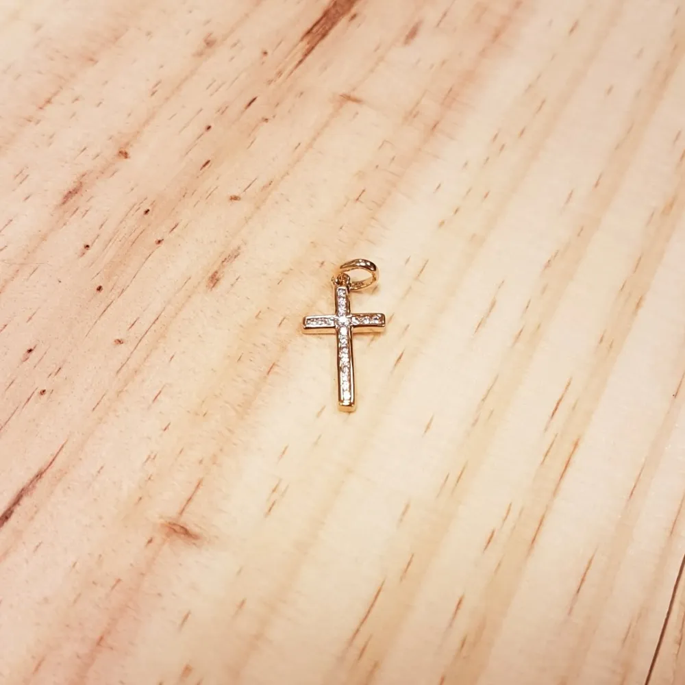 Pendentif Croix PO et Brillants - Plaqué Or