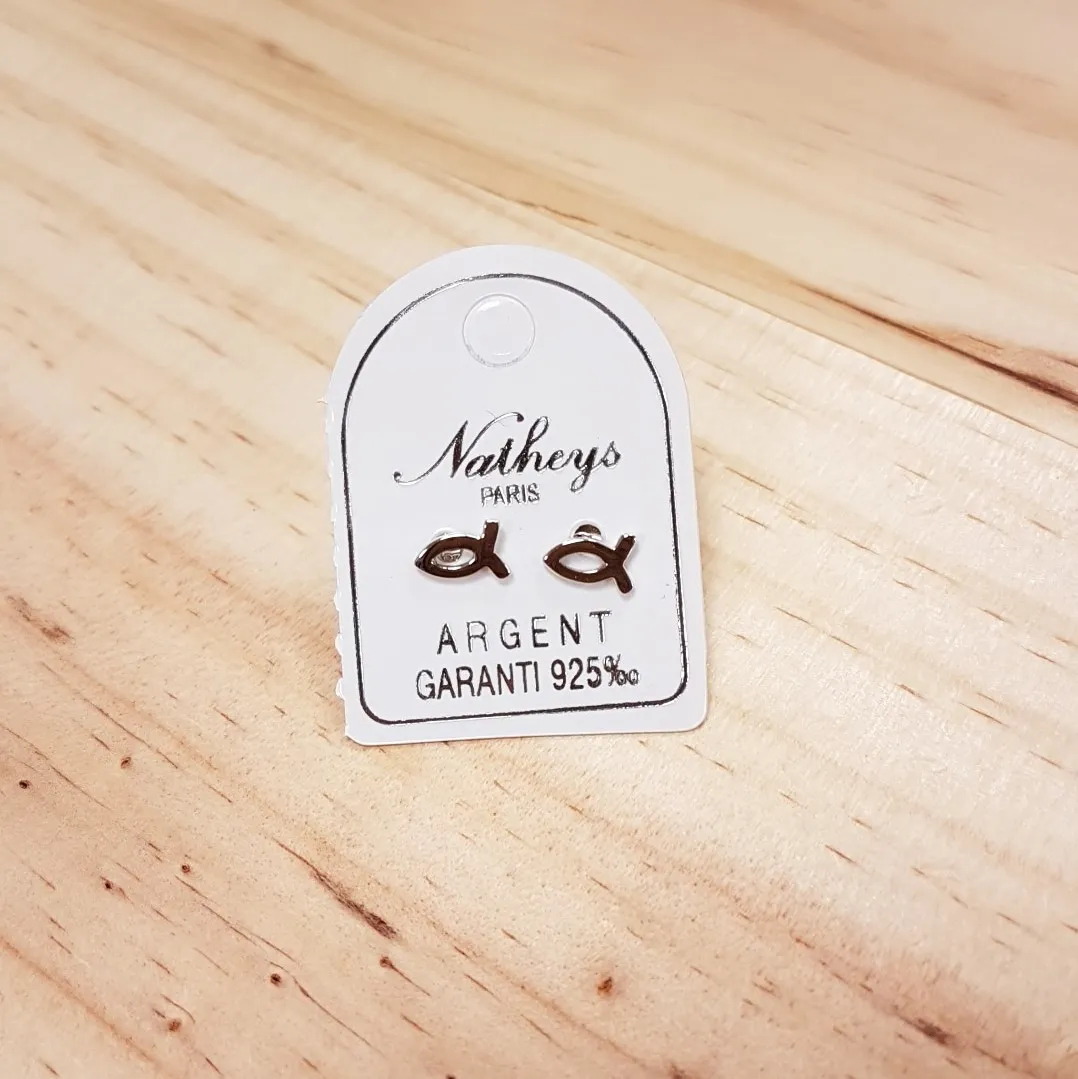 Boucles d'oreilles Ichthus - Argent 0.6G