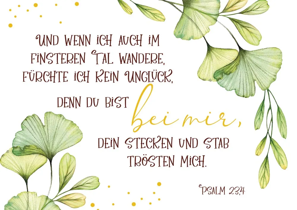 Postkarte Und wenn ich auch im finsteren Tal wandere, - 10 Stück pro Päckchen