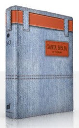Spanisch, Bibel Reina Valera 1960, Grossschrift, jeans, Reissverschluss, Griffregister, dunkelbraun