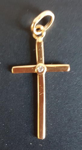 Croix en Plaqué Or 25 mm  + Oxyde de Zirconium