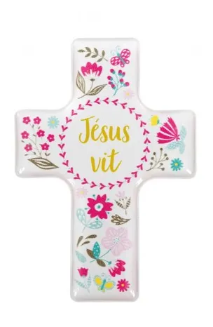 Magnet décoratif Croix "Jésus vit"