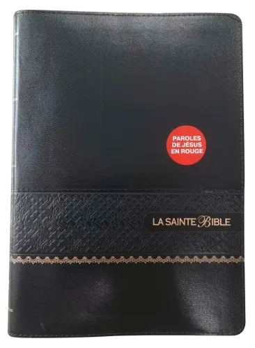 Bible Segond 1910, gros caractères, similicuir noir - couverture souple, avec onglets, paroles de...