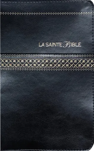 Bible Segond 1910, similicuir noir - tranches or, fermeture éclair, onglets