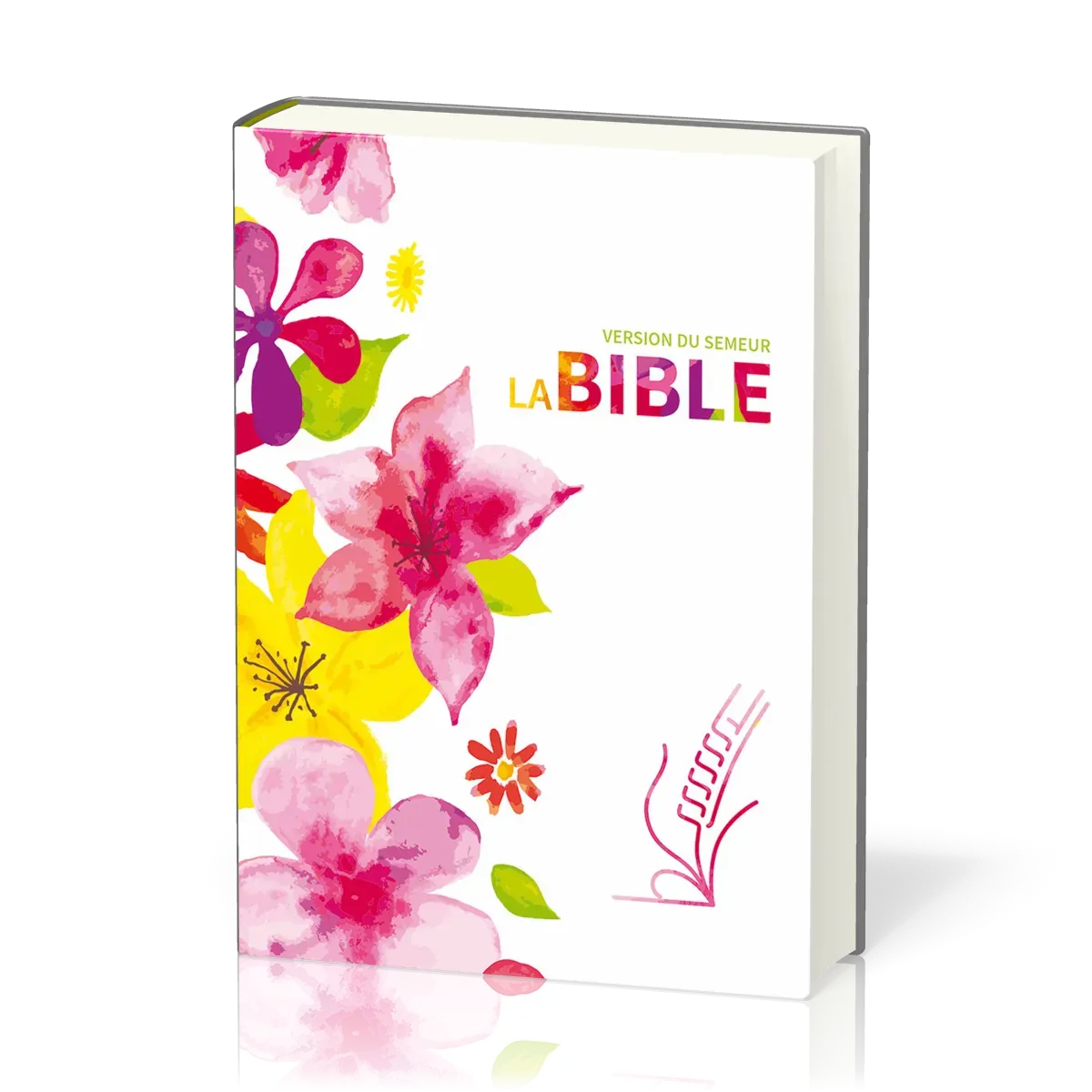 Bible Semeur 2015, compacte, couverture textile rigide, fleurs - tranche blanche