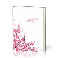 Bible Semeur 2015, compacte, couverture textile semi-souple blanche - fleurs d’amandier, tranche...