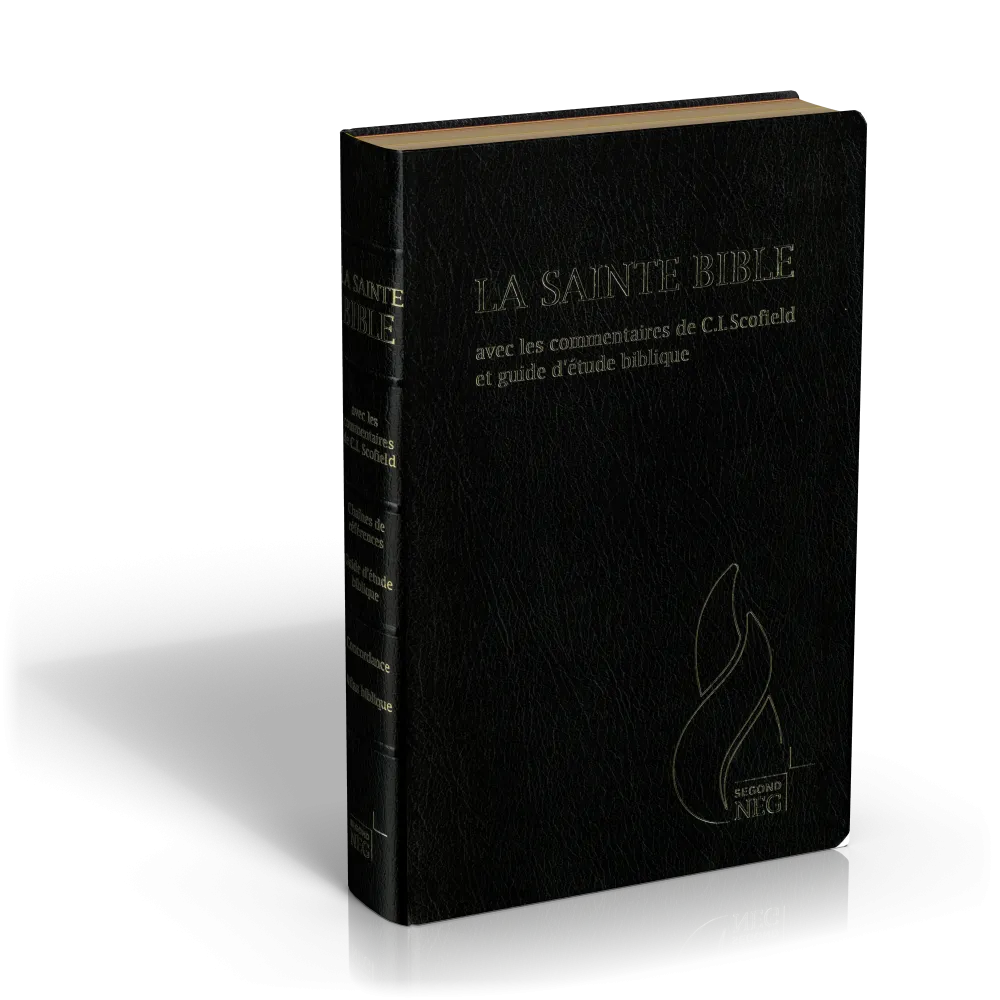 Bible d'étude Segond NEG Scofield, noire - couverture souple, fibrocuir, tranche or, avec onglets