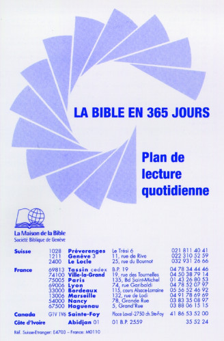 Bible en 365 jours (La) - Plan de lecture quotidienne