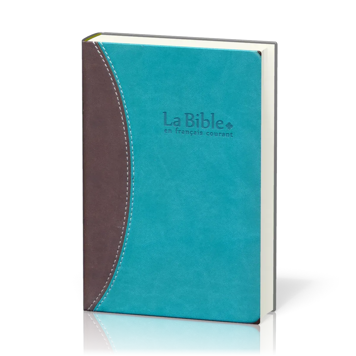 Bible en français courant, compacte, duo marron/bleu - couverture semi rigide, vivella, tranche or 
