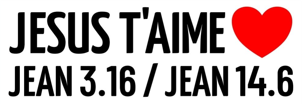 Autocollant "Jésus t'aime - Jean3.16/Jean14.6" - rectangle 15cm