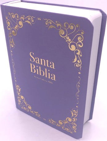 Espagnol, Bible Reina Valera 1960, rigide, lilas avec dorures, poche - Format compact, caractères agrandis (8.5), concordance