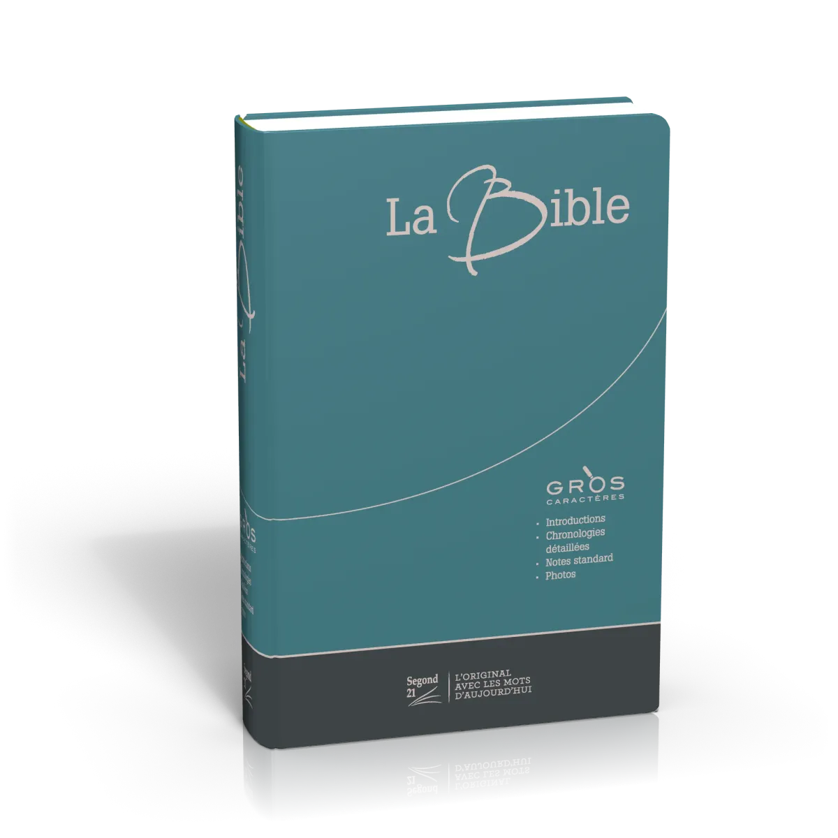 Bible Segond 21, gros caractères, duo bleu/gris - couverture semi-rigide toilée