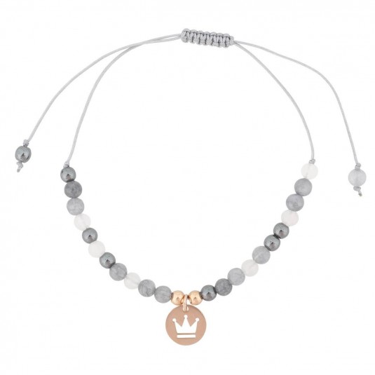Bracelet pierres et pendentif doré Couronne