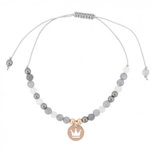 Bracelet pierres et pendentif doré Couronne