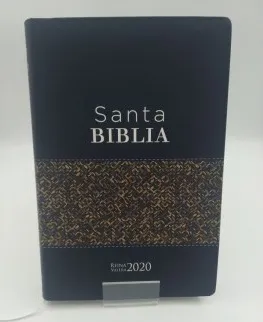 Spanisch, Bibel Reina Valera 2020, biegsam,  dunkelblau mit Laubmotiven