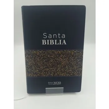 Spanisch, Bibel Reina Valera 2020, biegsam,  dunkelblau mit Laubmotiven